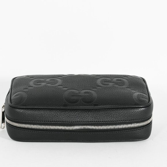 Gucci Jumbo GG Black Leather Toiletry Case Piuma Calf Travel Bag - Picture 6 of 11